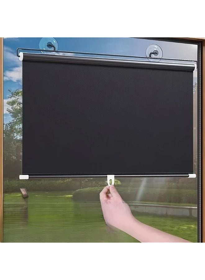 Black Easy Install Shading Curtains 58x125 cm Suction Cup Design No Drilling - Image 2